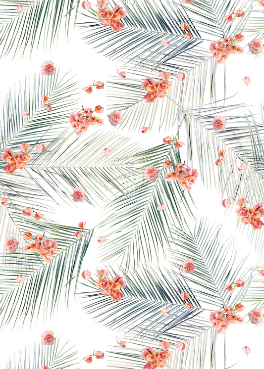 Palm Petal Wallpaper, white