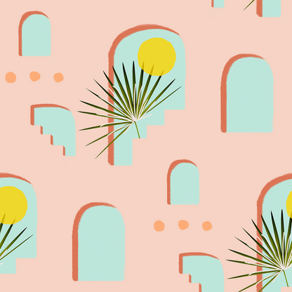 Pueblo Window Wallpaper, peach