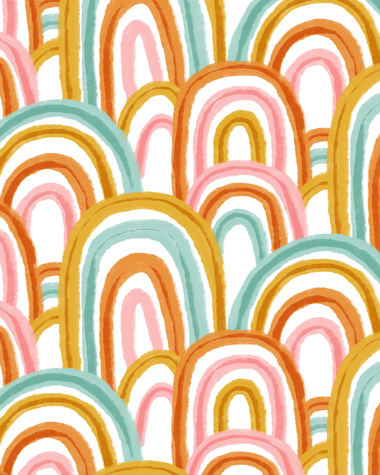 Rainbow Wallpaper, pink and teal