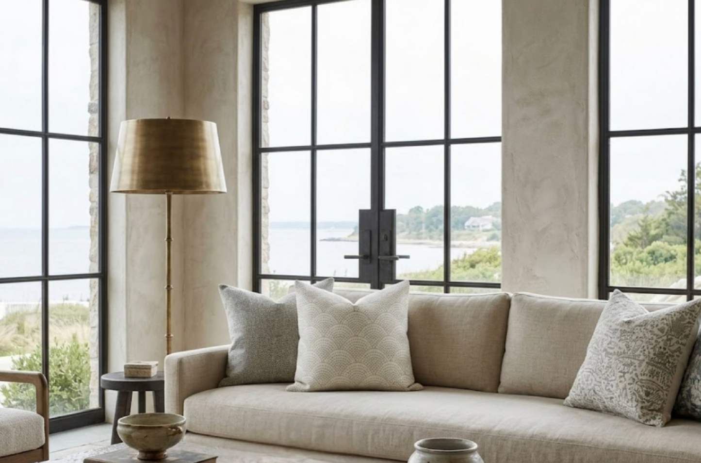Scalloped Woven Pillow in Natural