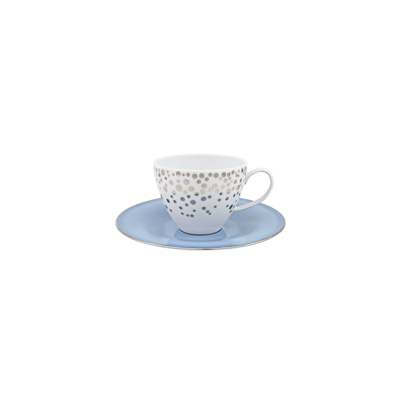 Silver Rain Tea Cup + Saucer - Set of 4
