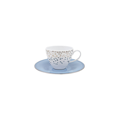 Silver Rain Tea Cup + Saucer - Set of 4