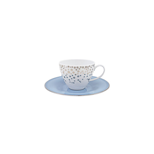 Silver Rain Tea Cup + Saucer - Set of 4