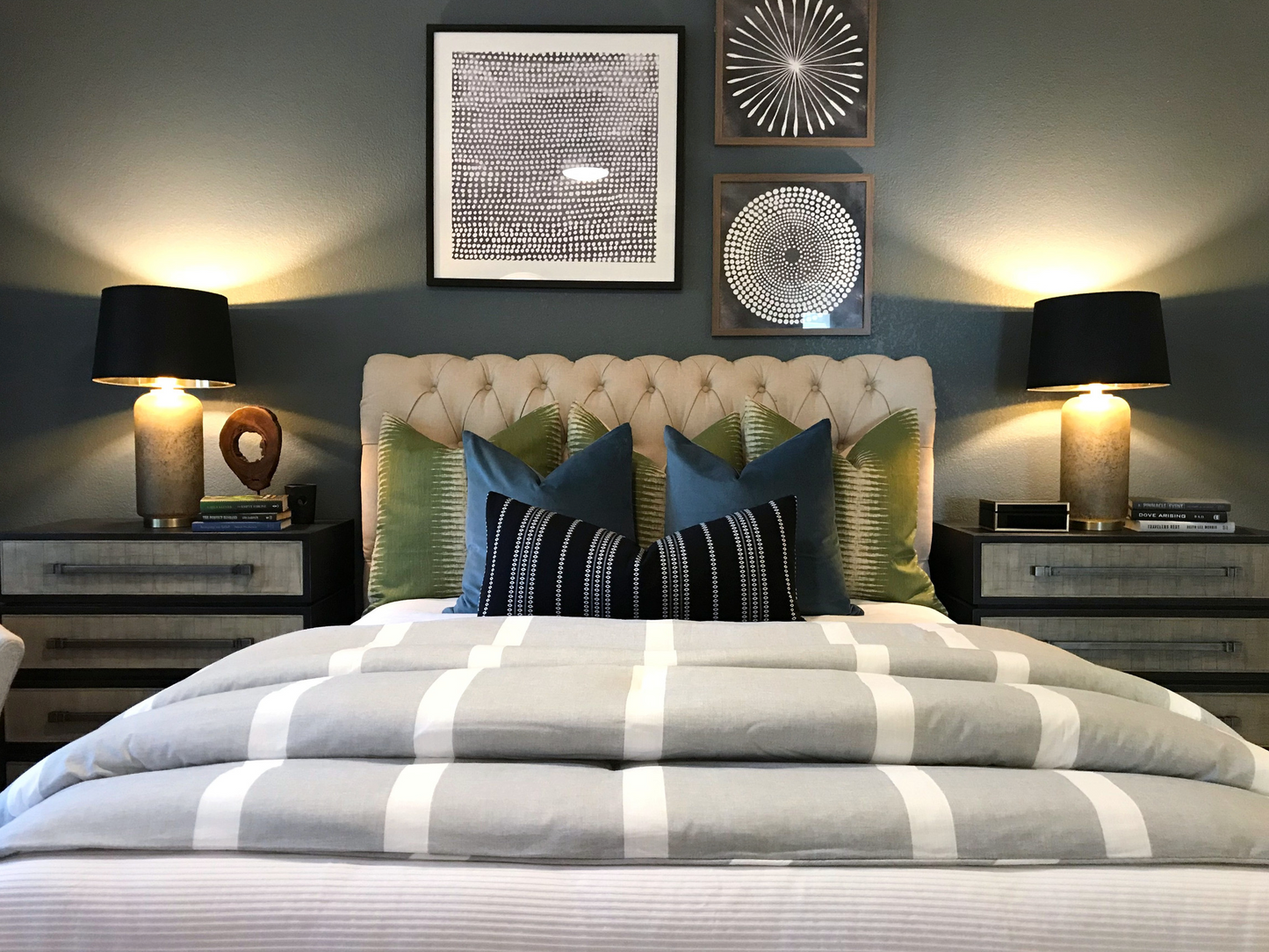 Ikat Pillow in Olive Green