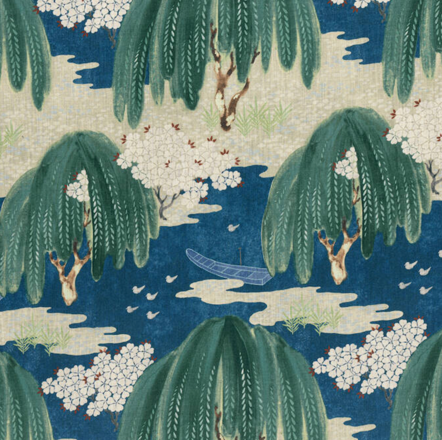 Willow Tree Pillow in Navy