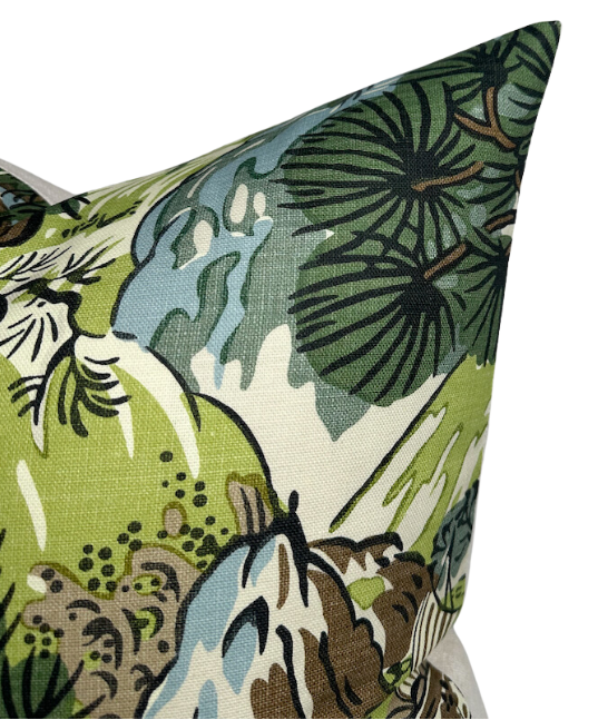 Pagoda Pillow in Green + Brown