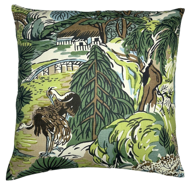 Pagoda Pillow in Green + Brown