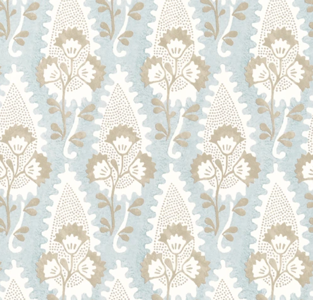 Cornwall Floral Pillow in Spa Blue