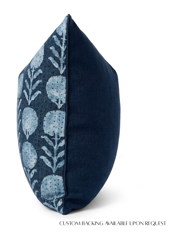 Zinnia Pillow in Indigo Blue