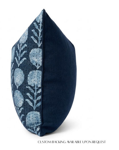 Zinnia Pillow in Indigo Blue