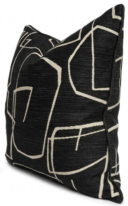 Abstract Pillow in Black