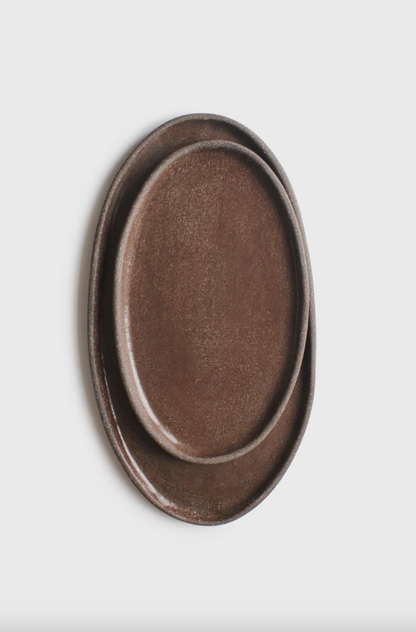 Handmade Oval Stoneware Serving Platter "Pumpernikel"