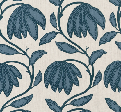 Desert Floral Pillow in Mineral Blue