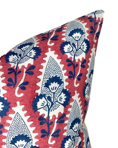Cornwall Floral Pillow in Red