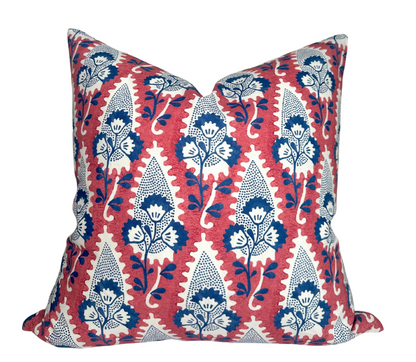 Cornwall Floral Pillow in Red