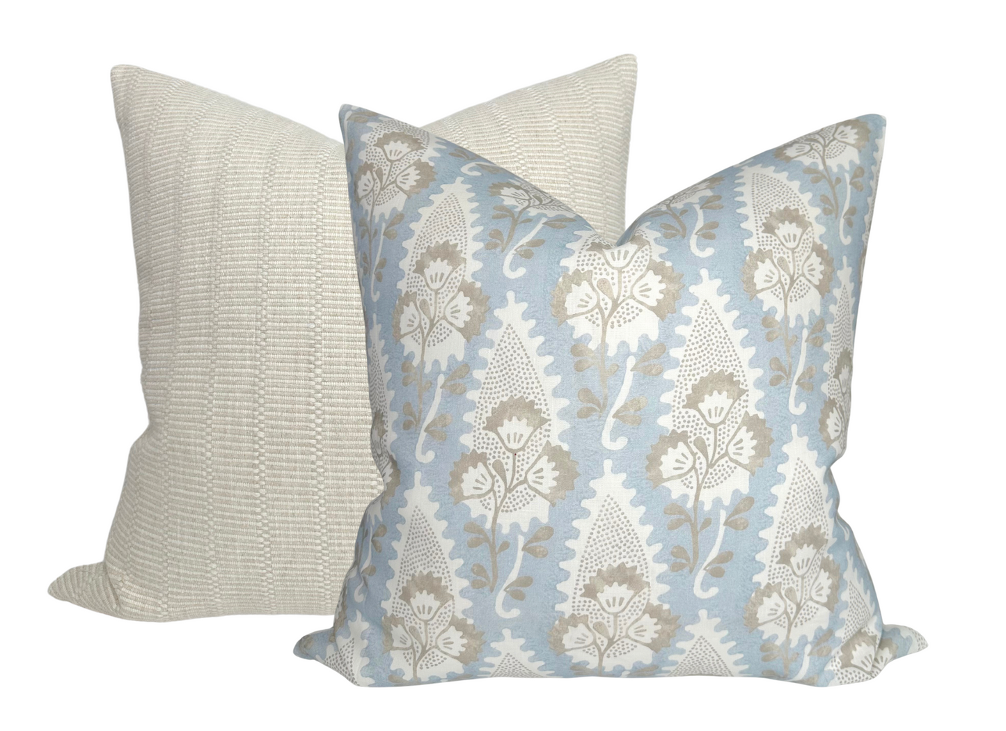 Cornwall Floral Pillow in Spa Blue