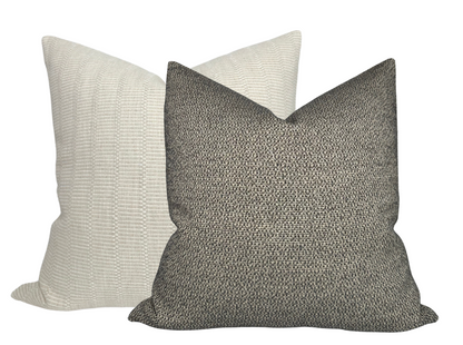 Nubby Woven Pillow in Charcoal