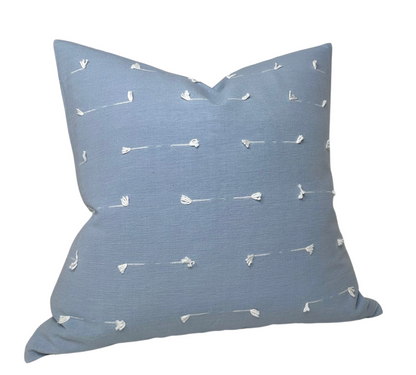 Teton Embroidered Pillow in Sky Blue
