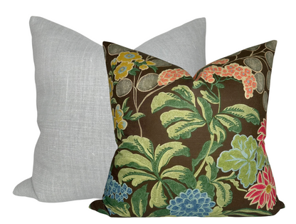 Meadow Floral Pillow in Brown
