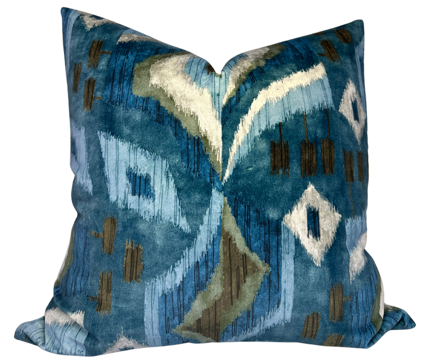 Artesian Velvet Pillow in Mineral Blue