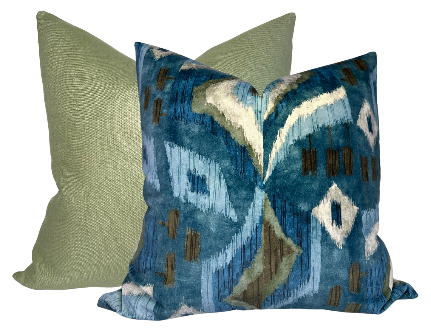 Artesian Velvet Pillow in Mineral Blue