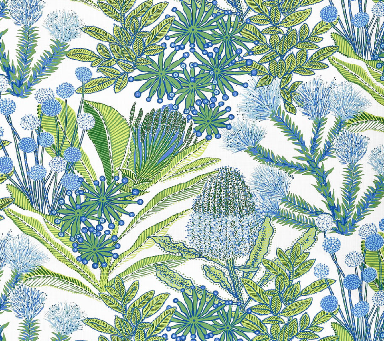 Protea Performance Pillow in Blue + Green