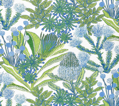 Protea Performance Pillow in Blue + Green