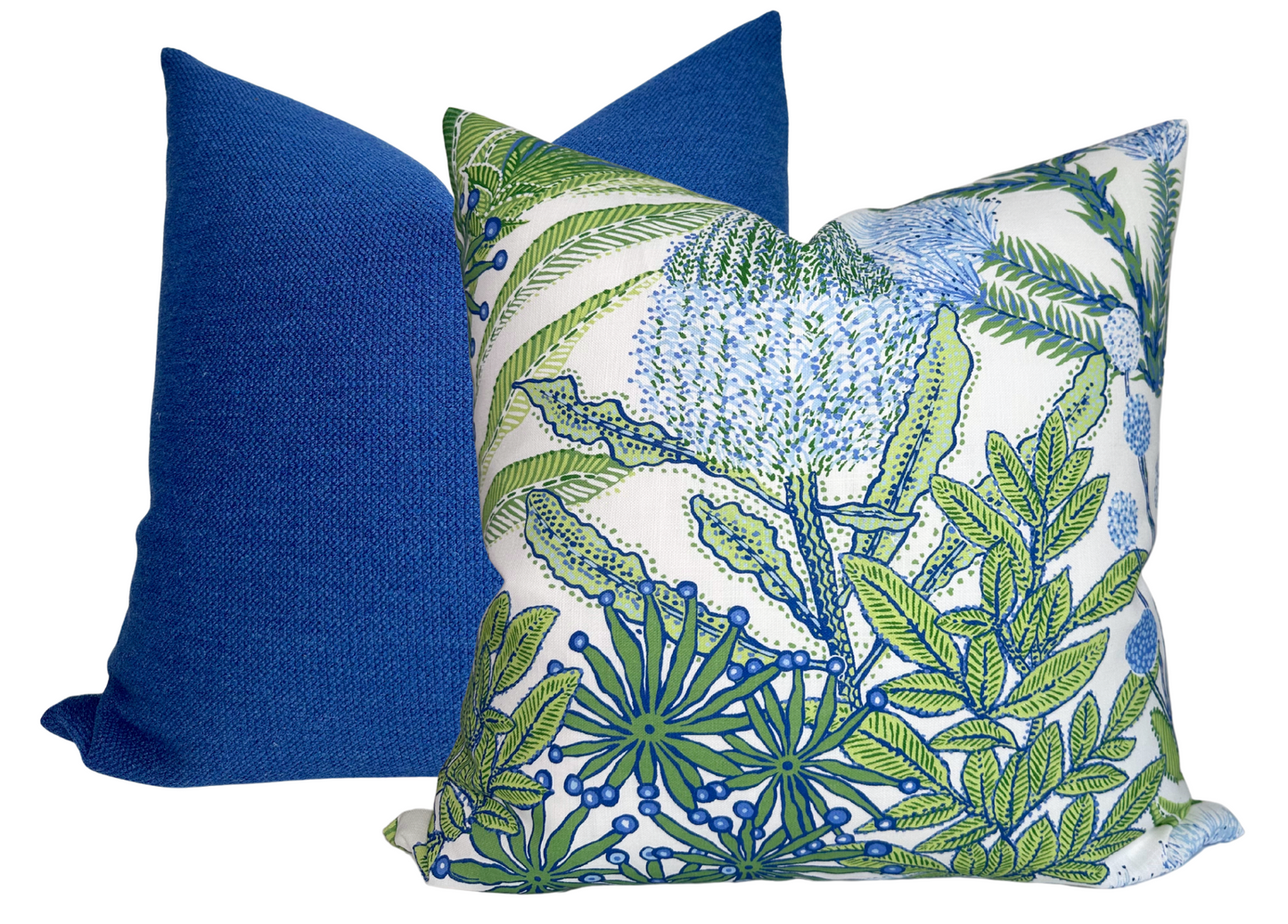 Protea Performance Pillow in Blue + Green