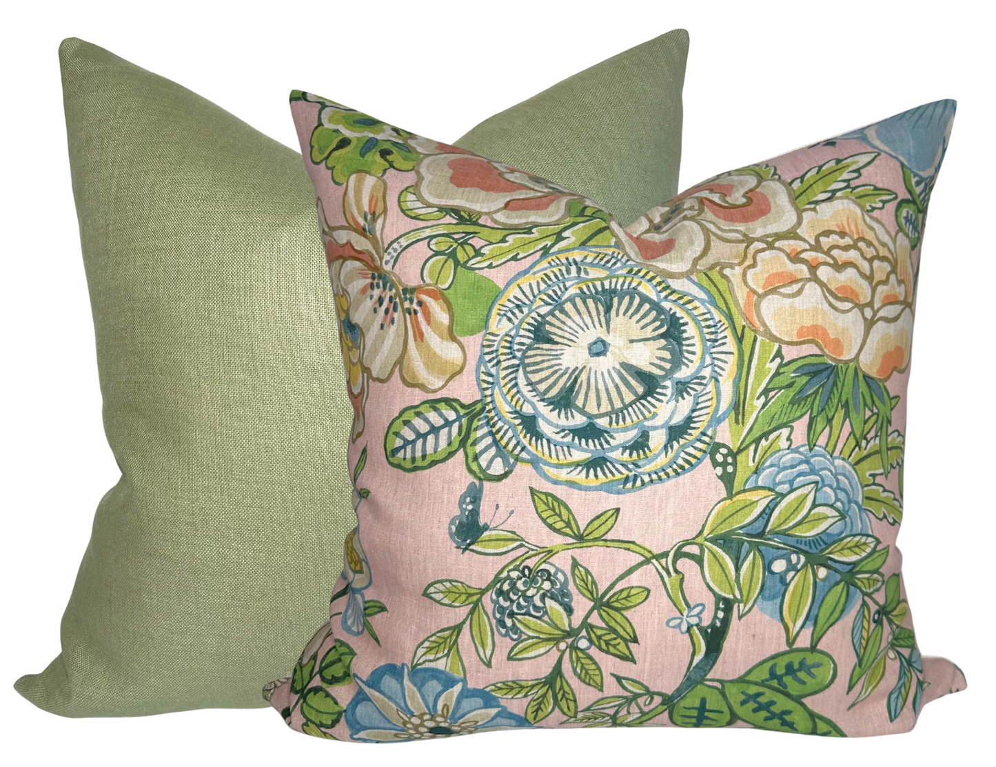 Peony Garden Floral Pillow in Blush
