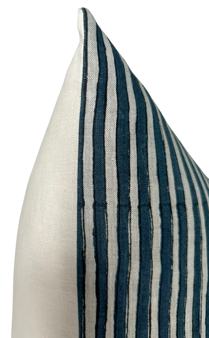 Ticking Pillow in Indian Teal