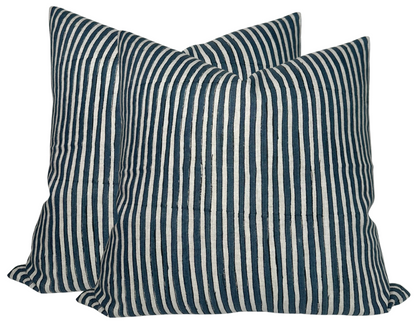 Ticking Pillow in Indian Teal