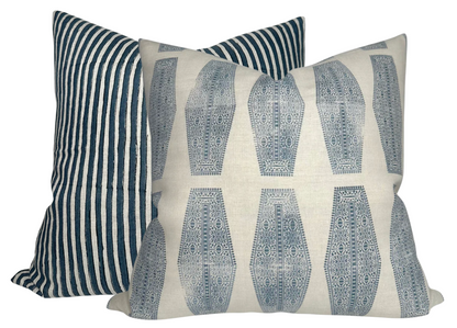 Ticking Pillow in Indian Teal