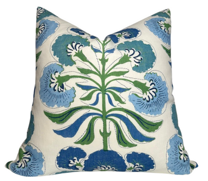 Tybee Tree Pillow in Blue + Green