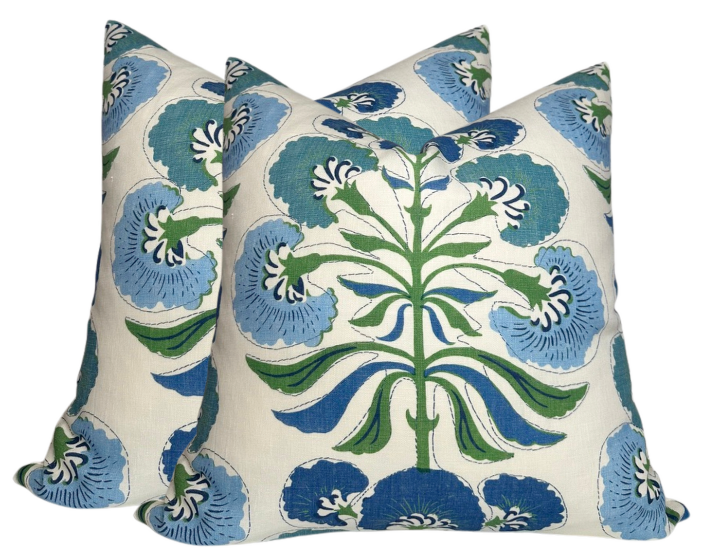 Tybee Tree Pillow in Blue + Green