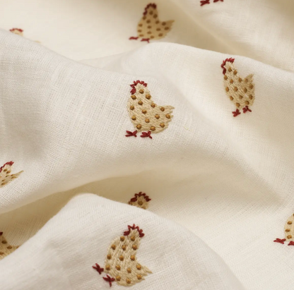 Chicken Woven Pillow in Ivory