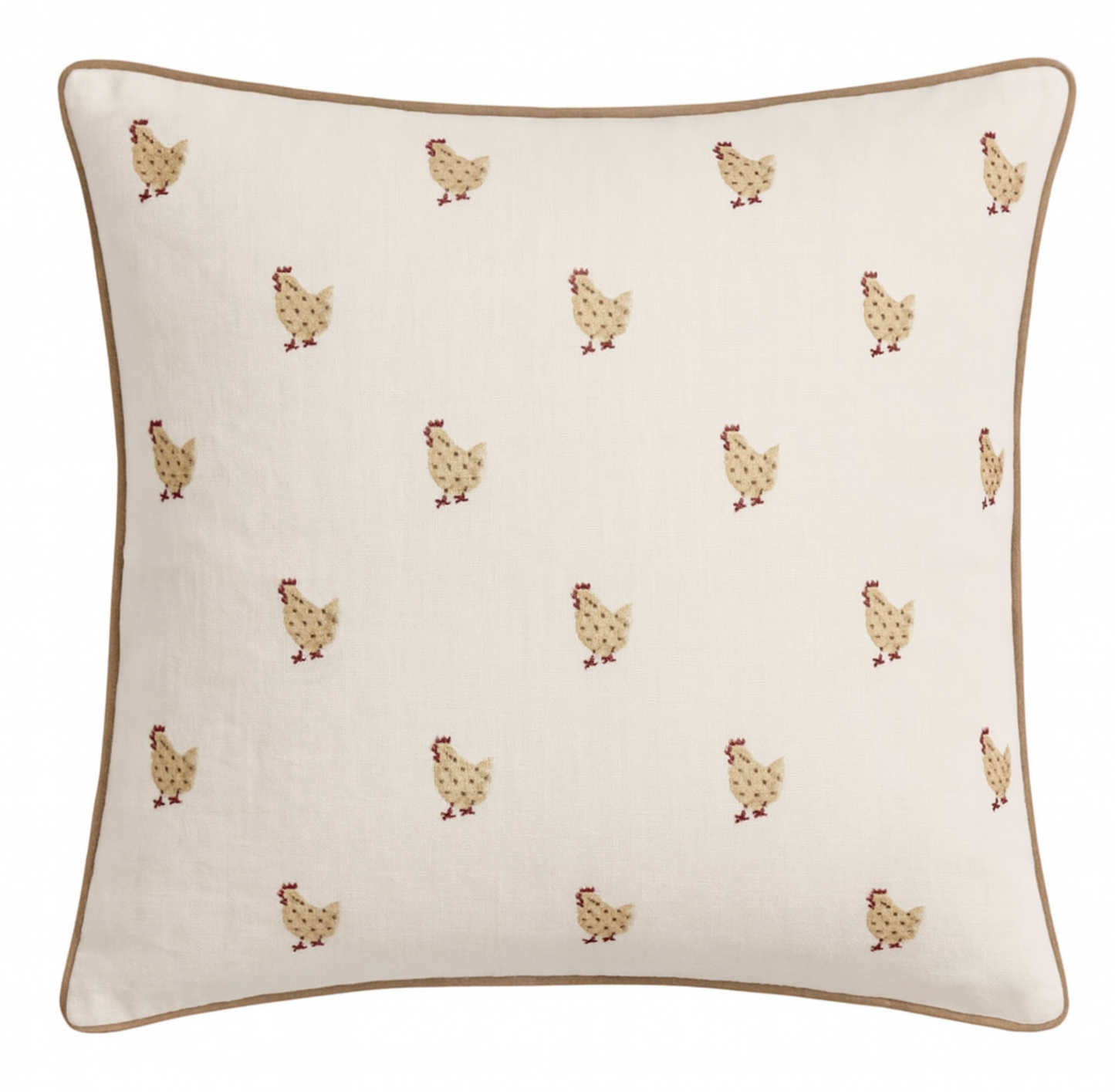 Chicken Woven Pillow in Ivory