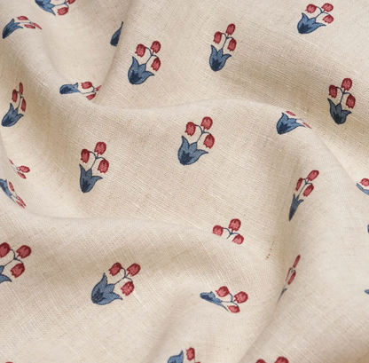 Moira Floral Pillow in Red + Blue