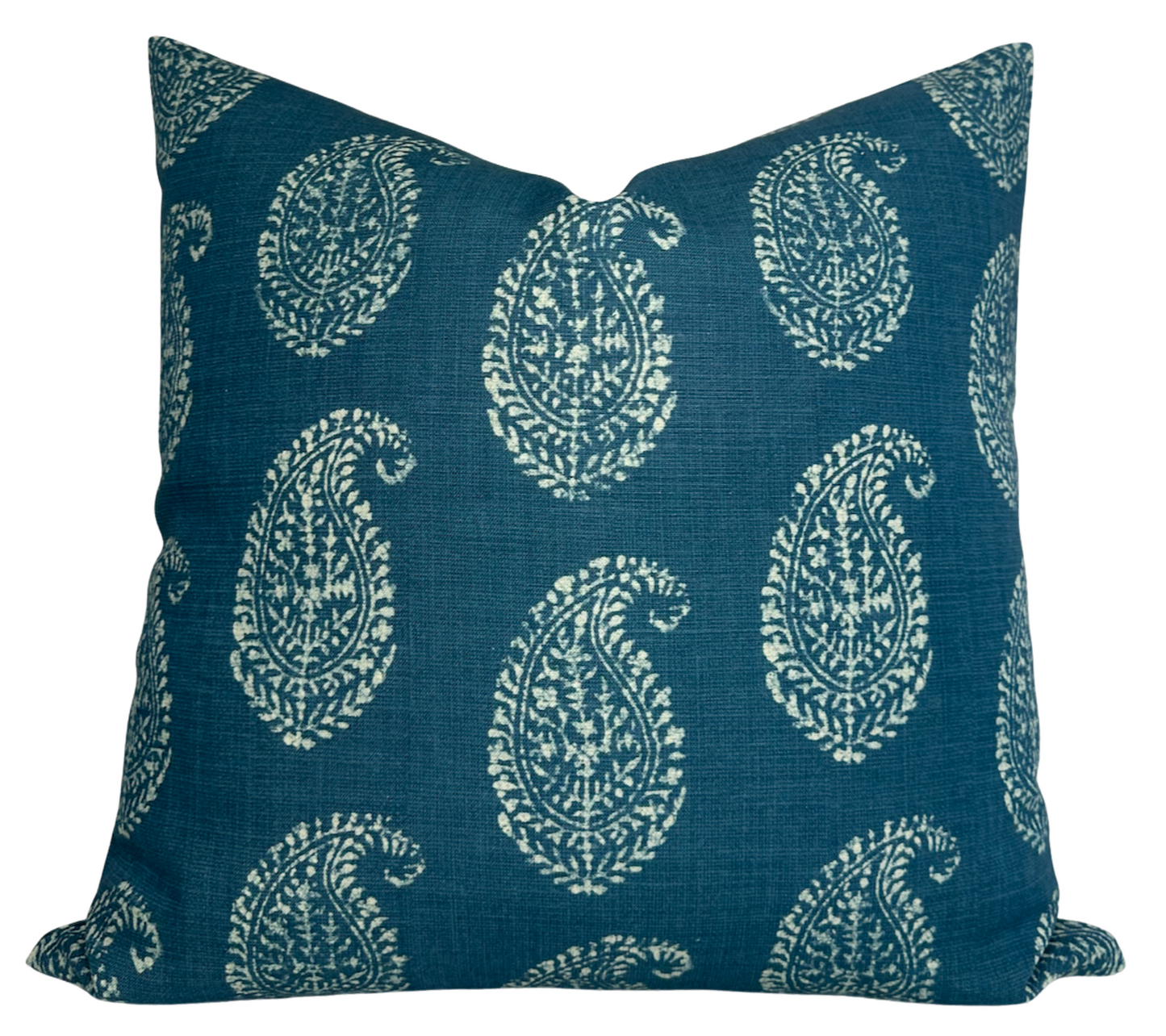 Kashmir Paisley Floral Pillow in Indigo Blue