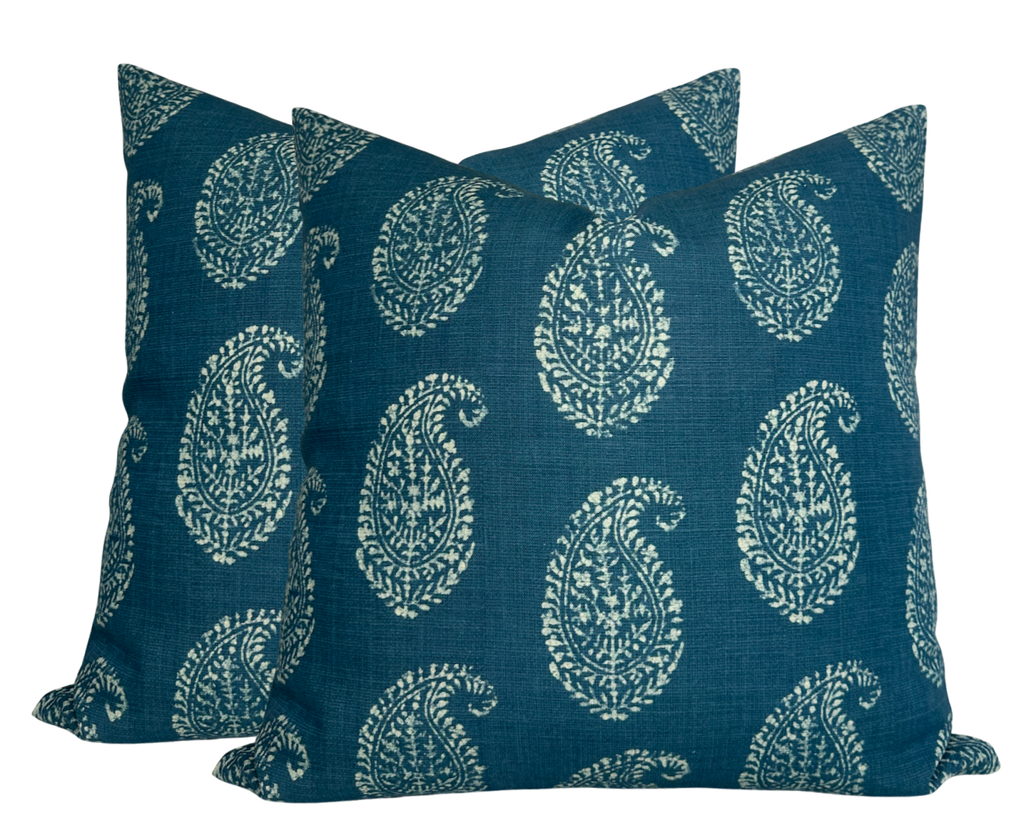 Kashmir Paisley Floral Pillow in Indigo Blue