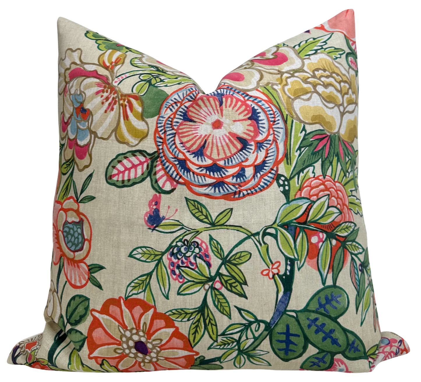 Peony Garden Floral Pillow in Beige