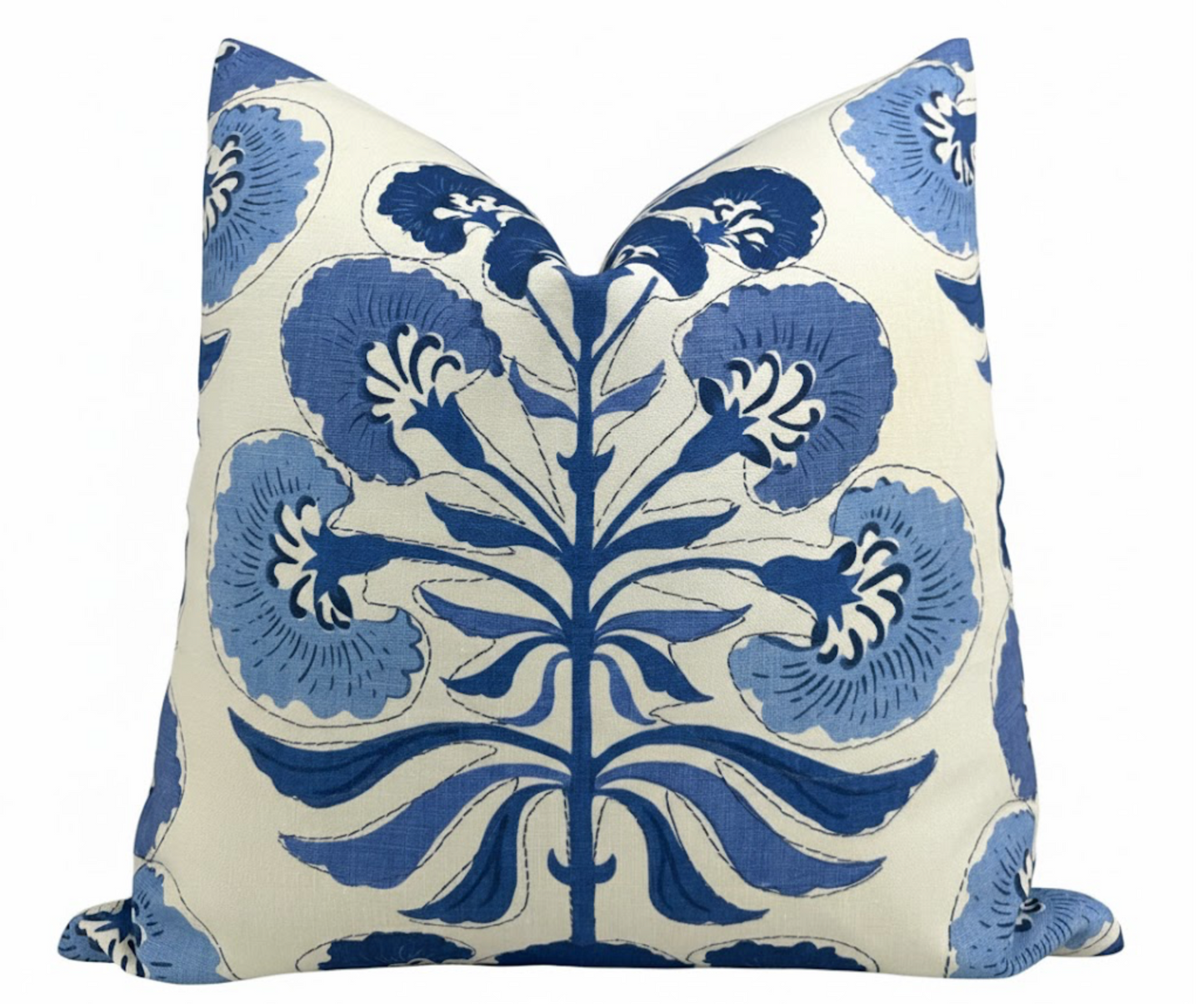 Tybee Tree Pillow in Blue on White