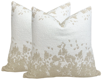 Dappled Stripe Pillow in Oyster, Indoor Outdoor Pillow