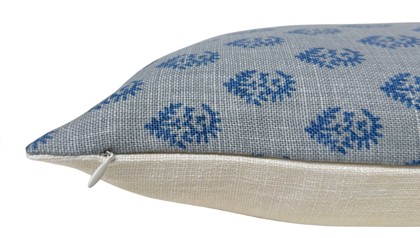 Rajmata Pillow in Mist Indigo