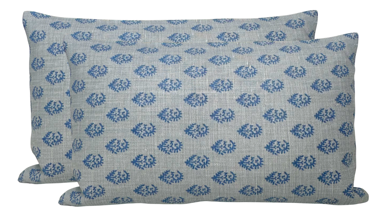 Rajmata Pillow in Mist Indigo