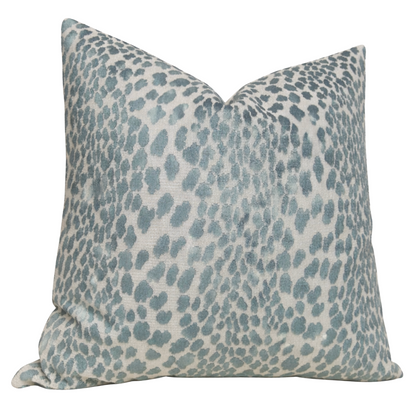Spotted Velvet Pillow in Marine