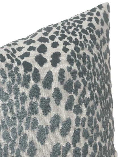 Spotted Velvet Pillow in Marine
