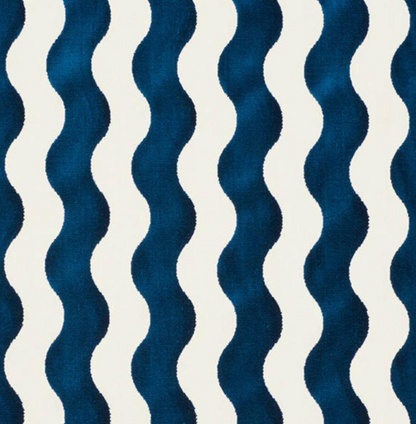 Wave Velvet Pillow in Navy Blue