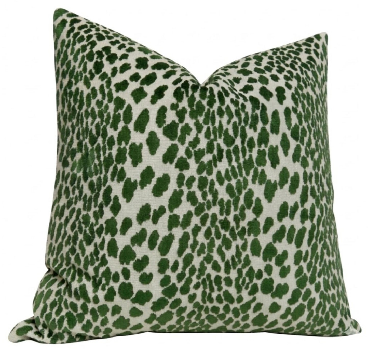 Spotted Velvet Pillow in Emerald Green