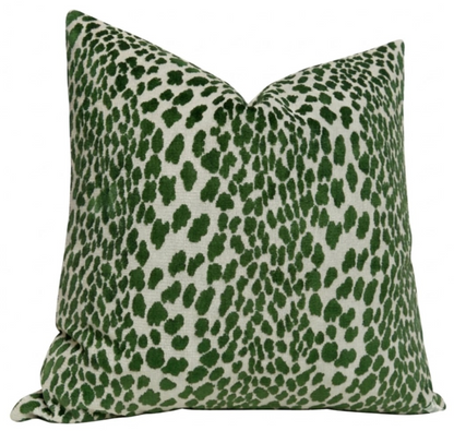 Spotted Velvet Pillow in Emerald Green
