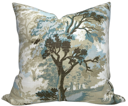 Lincoln Toile Pillow in Light Blue
